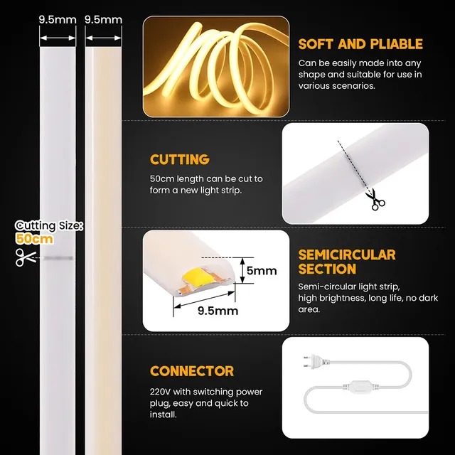 Bande Lumineuse Néon LED COB à Intensité Variable – vue 5