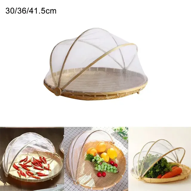 Panier bambou tressé pliable couvercle moustiquaire… – vue 6