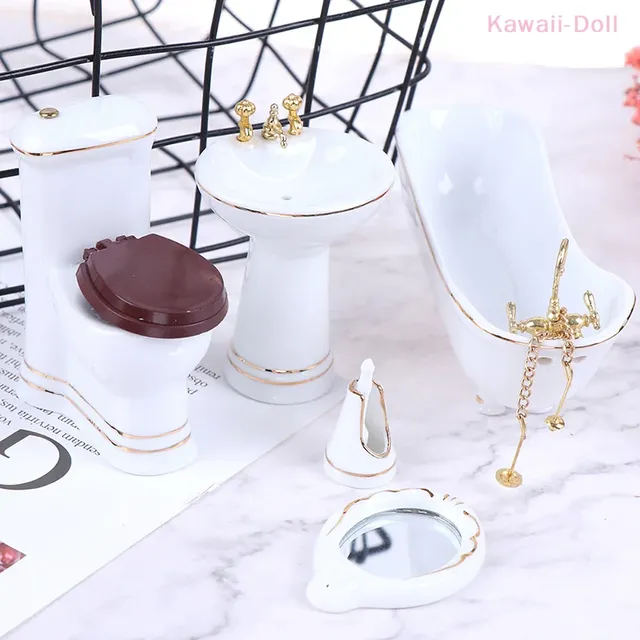 Ensemble de salle de bains miniatures en porcelaine… – vue 4