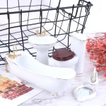 Ensemble de salle de bains miniatures en porcelaine pour maison de poupée 1:12, 5 pièces, lavabo de toilette, miroir de baignoire