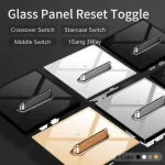 Panneau de verre mur interrupteur central LED rétro bouton à bascule réinitialiser lumière interrupteur croisé norme ue royaume-uni 1 Gang 3 voies interrupteur d&rsquo;escalier