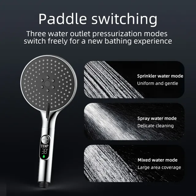 Pommeau de douche LED portatif à affichage numérique de… – vue 3