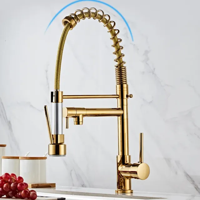 Robinet de cuisine en acier inoxydable doré – vue 2