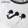 Robinet de lavabo noir à Double poignée 3 trous – vue 2