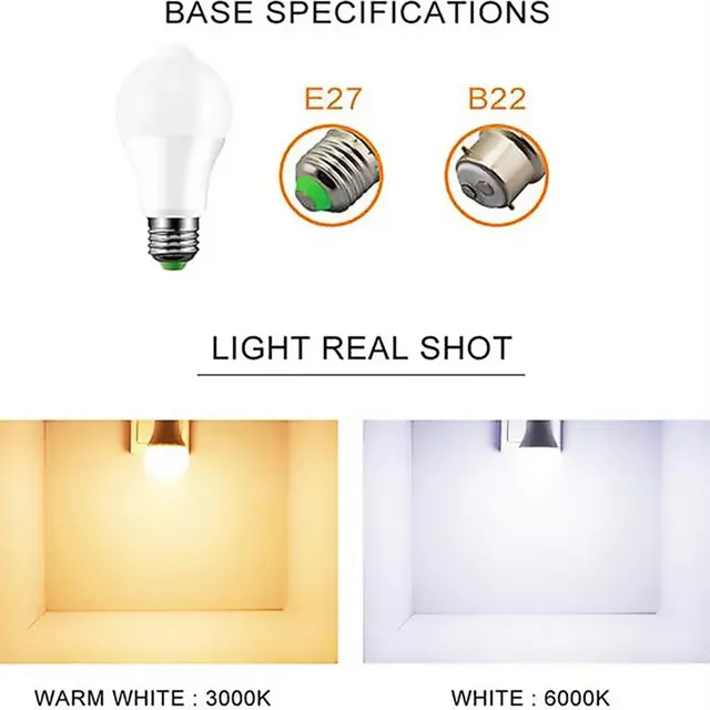 Ampoule LED intelligente avec capteur de mouvement PIR – vue 6