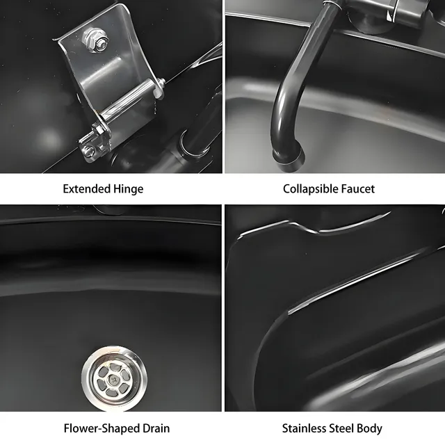 Évier en acier inoxydable noir conçu pour camping-car… – vue 5