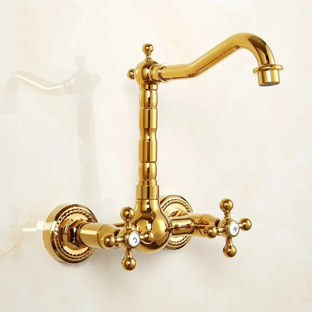 Robinets de lavabo muraux antiques salle de bains noir… – vue 4