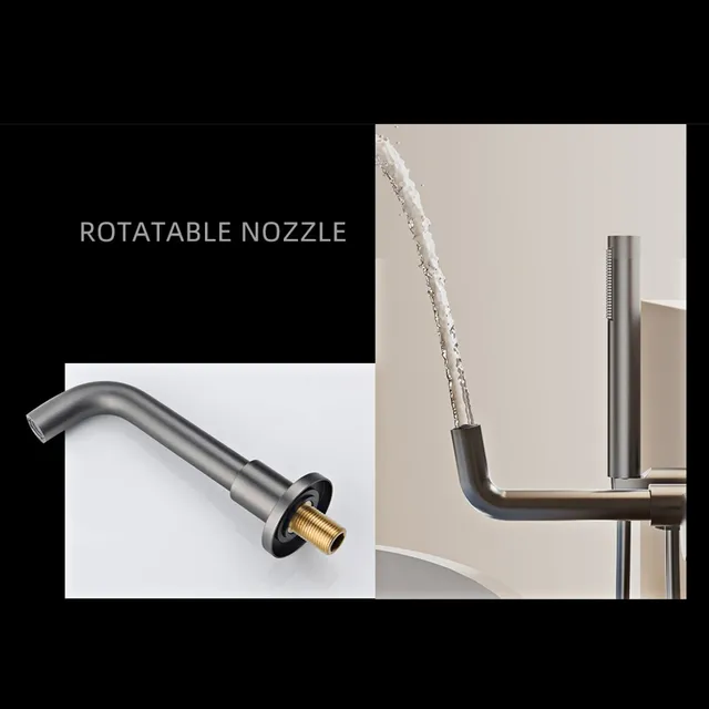 Robinet de baignoire mural en laiton gris – vue 5