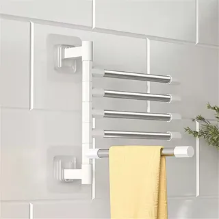 Porte serviettes mural aluminium argent mat bras pivotants quatre…
