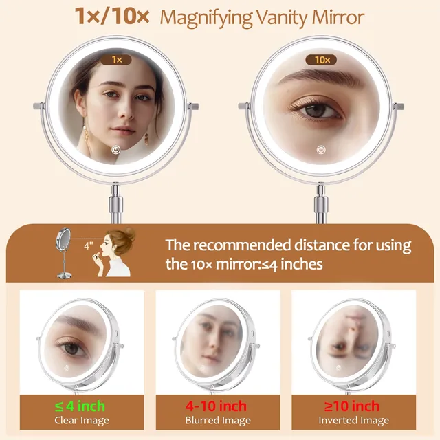 Miroir de maquillage debout avec lampe lumineuse – vue 5