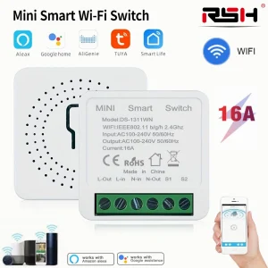 Commutateur intelligent Wifi, minuterie de contrôle à 2 voies, commutateurs sans fil, domotique, fonctionne avec Tuya Alexa Google Home 16A MINI