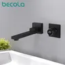 Robinet cascade mural noir mat bec plat acier inoxydable… – vue 5