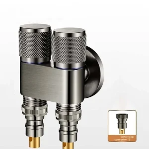 Valve à Double sortie à Interface universelle, robinet en acier inoxydable, contrôle rapide du débit, main, Interfaces 1/2 pouces, Type de bouton Valve à Double sortie à Interface universelle, robinet en acier inoxydable, contrôle rapide du débit, main, Interfaces 1/2 pouces, Type de bouton