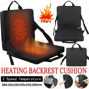 Coussin chauffant chaise camping portable USB rechargeable trois vitesses température réglable matelassé coton antidérapant poche sangles réglables graphène Coussin chauffant chaise camping portable USB rechargeable trois vitesses température réglable matelassé coton antidérapant poche sangles réglables graphène