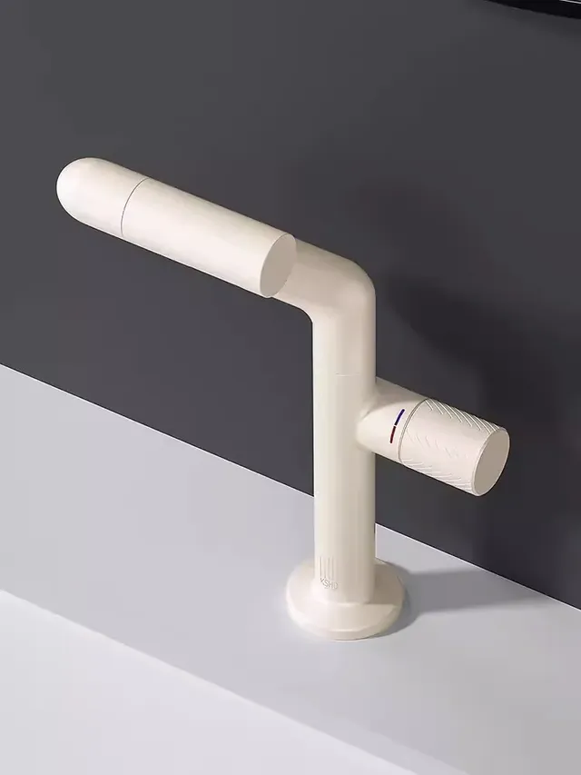 Robinet lavabo mitigeur monocommande laiton ivoire mat… – vue 2