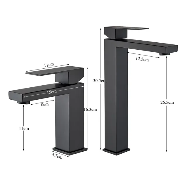 Robinet de lavabo de salle de bains noir mat – vue 7