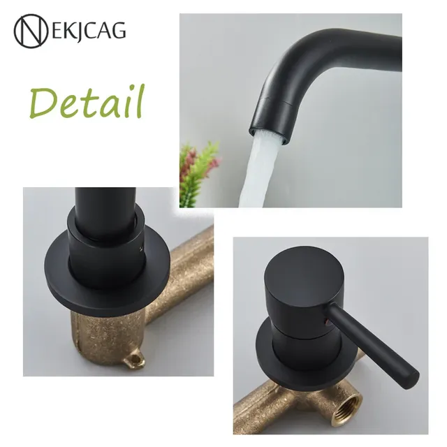 Robinet de lavabo mural noir mat – vue 5