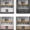 Meuble salle bain suspendu double vasque marbre gris… – vue 6