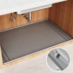 Tapis sous évier imperméable 34 pouces x 22 pouces, sous tapis imperméable pour fond d&rsquo;évier de cuisine, plateau de doublure sous évier en Silicone
