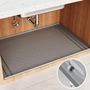 Tapis sous évier imperméable 34 pouces x 22 pouces, sous tapis imperméable pour fond d&rsquo;évier de cuisine, plateau de doublure sous évier en Silicone