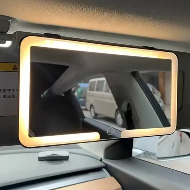 Miroir de maquillage pare-soleil de voiture LED avec… – vue 4
