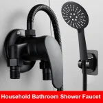 Robinet de douche noir, ensemble de pomme de douche, mitigeur mural froid et chaud, robinet de salle de bains, mitigeur de douche, interrupteur