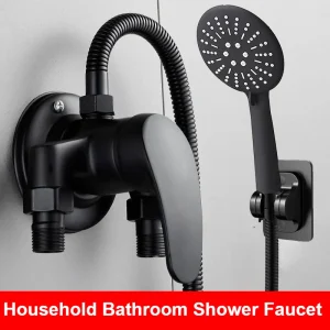 Robinet de douche noir, ensemble de pomme de douche, mitigeur mural froid et chaud, robinet de salle de bains, mitigeur de douche, interrupteur