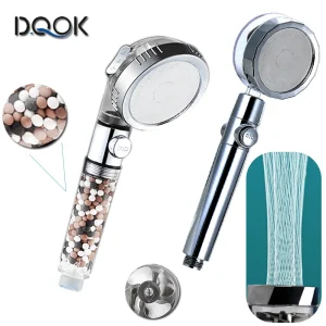 Pommeau de douche à débit d&rsquo;économie d&rsquo;eau, Buse de pulvérisation haute pression, Accessoires de douche, Louvain, Rotation avec petit ventilateur, ABS, Pluie, 360