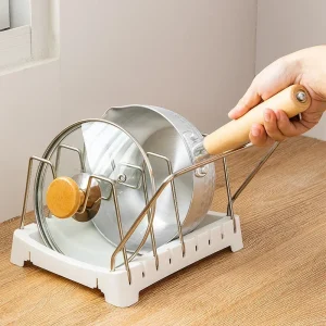 Support de couvercle de casserole réglable, organisateur de cuisine, étagère porte-cuillère, égouttoir à vaisselle de cuisine, support de couvercle de casserole