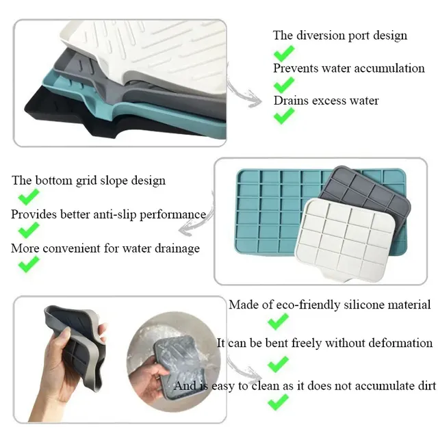 Plateau d'évier en Silicone avec vidange – vue 4