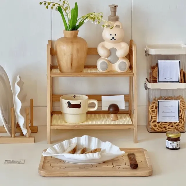 Étagère rangement bambou deux niveaux compacte stable… – vue 4