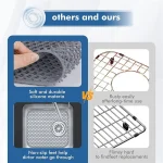 VELIF-tapis d&rsquo;évier en Silicone, paquet de 8 protecteurs d&rsquo;évier pour évier de cuisine avec vidange centrale, tapis d&rsquo;évier pliable antidérapant résistant à la chaleur