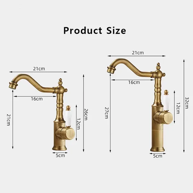 Robinet de lavabo en laiton Vintage – vue 6