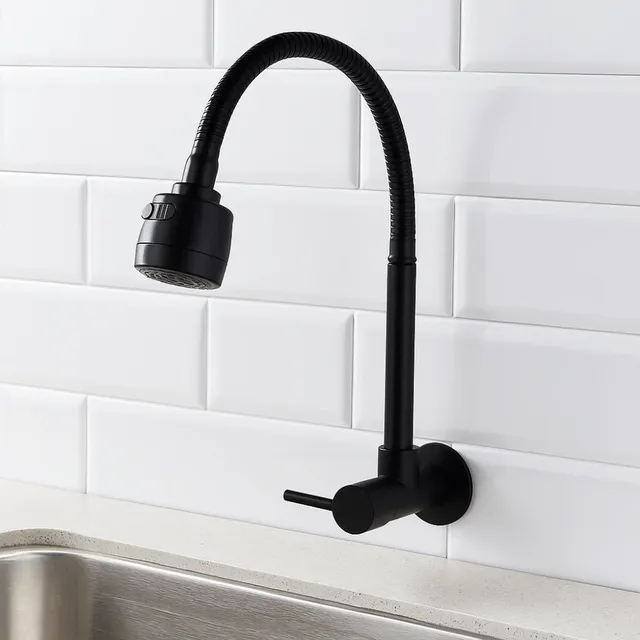 Robinet de cuisine à tuyau Flexible mural en acier… – vue 2