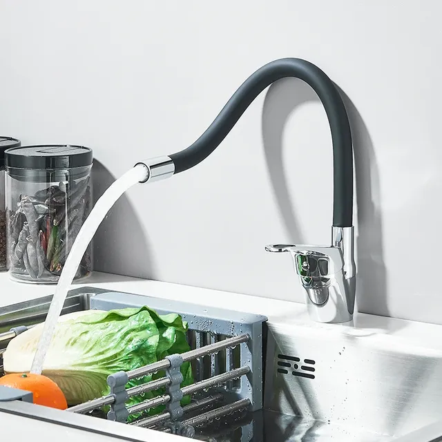 Robinet d'évier de cuisine noir/Chrome – vue 3