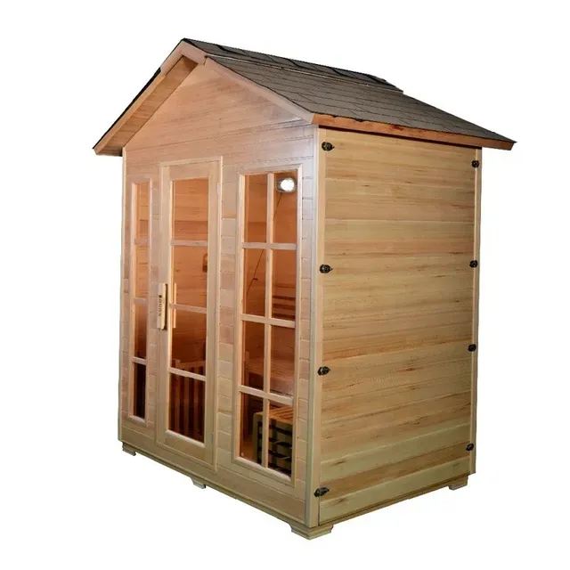 Sauna extérieur traditionnel résineux cabine bois porte… – vue 3