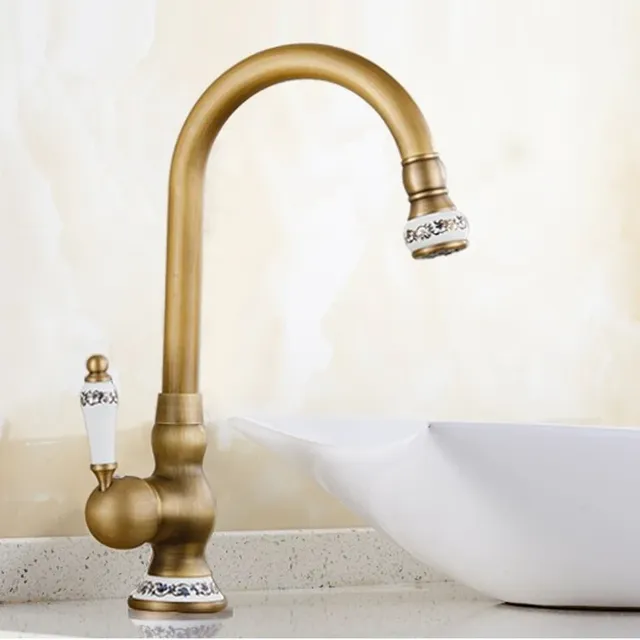 Robinet de lavabo en laiton vintage à poignée unique… – vue 4
