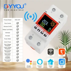 Disjoncteur WIFI intelligent, interrupteur de télécommande, tension de surcharge réglable, fuite, courant, température, dispositif de protection, minuterie