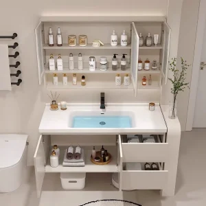 Évier moderne salle de bain armoire lumière LED miroir rangement minimaliste salle de bain armoire vanité unité Moveis Para Casa maison accessoires