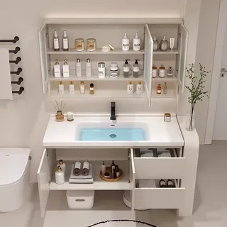 Évier moderne salle de bain armoire lumière LED miroir rangement…