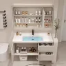 Évier moderne salle de bain armoire lumière…