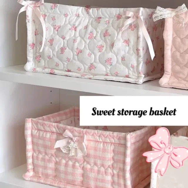 Panier rangement rectangulaire tissu matelassé vichy… – vue 2