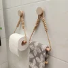 Porte-rouleau de papier toilette rétro, corde de chanvre, support mural sans poinçon, décor de salle de bains, porte-mouchoirs, accessoires de rangement de salle de bains
