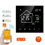 Tuya Smart ThermoandreLCD Display Touch Screen, WiFi, Chauffage au sol électrique, Eau, Gaz, Microphone, Télécommande de température
