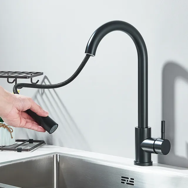 Robinet de cuisine noir flexible à nervures – vue 2