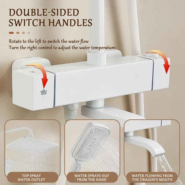 Ensemble de douche thermostatique de Style crème – vue 2
