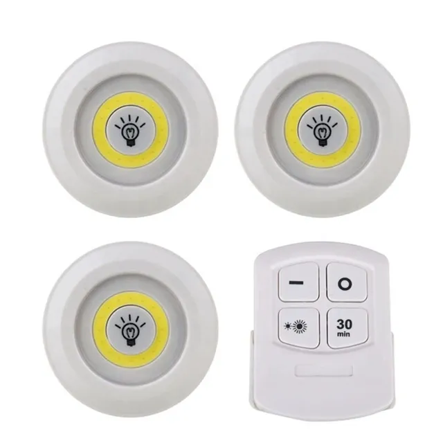 Lot trois spots LED sans fil télécommande intensité…