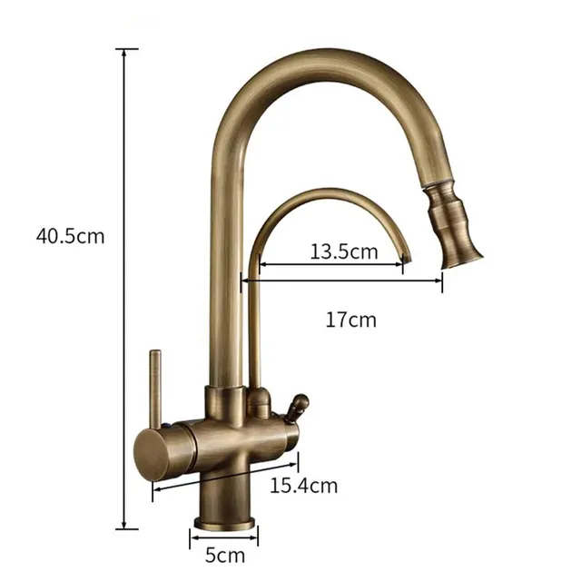 Robinet cuisine antique laiton massif mitigeur monobloc… – vue 2