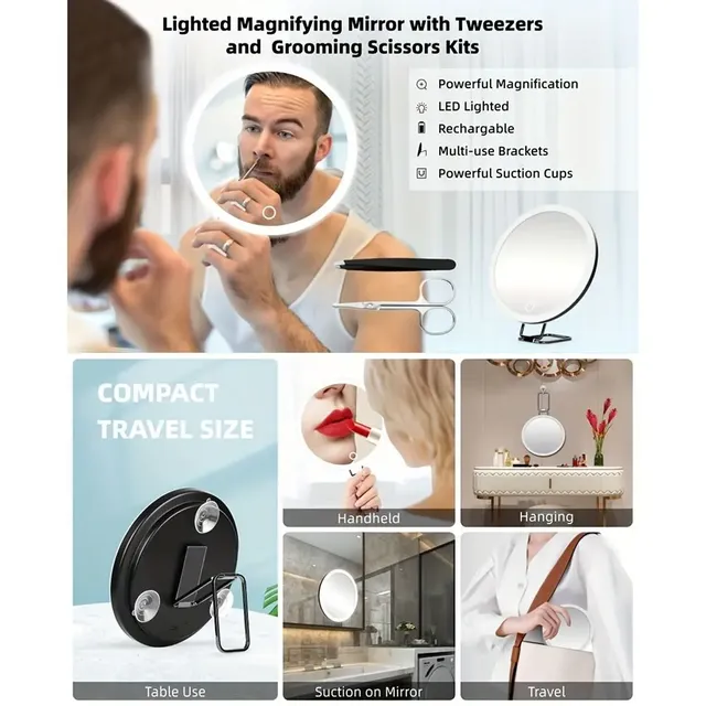 Miroir grossissant sur pied réglable à 360 ° avec… – vue 2