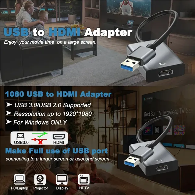 Adaptateur USB vers HDMI HD 1080P – vue 3
